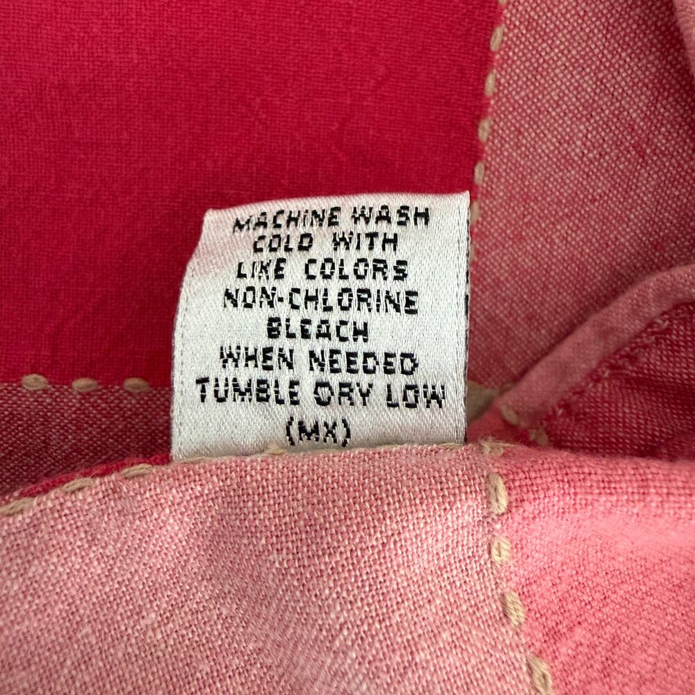 Vintage MAGGIE MAX Top Pink Plaid Button Front Cotton Embroidery Womens 3X - Picture 9 of 10